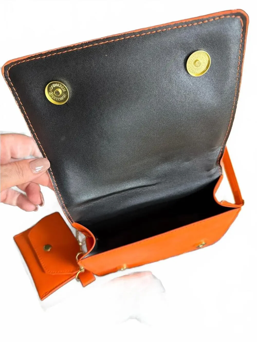Orange Quilted Crossbody Bag with Adjustable Strap and Coin Purse